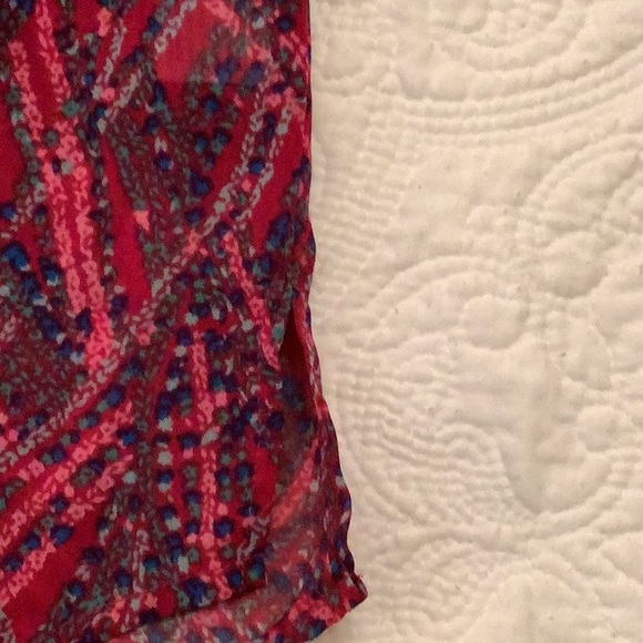 Fun2Fun Sheer, Berry Colored, Split Neck Blouse Size S - Picture 10 of 14